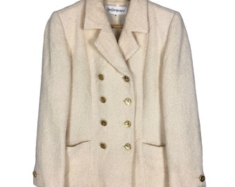 Yves Saint Laurent Short Coat Wool Light Jacket French Designer Luxury YSL Size 36