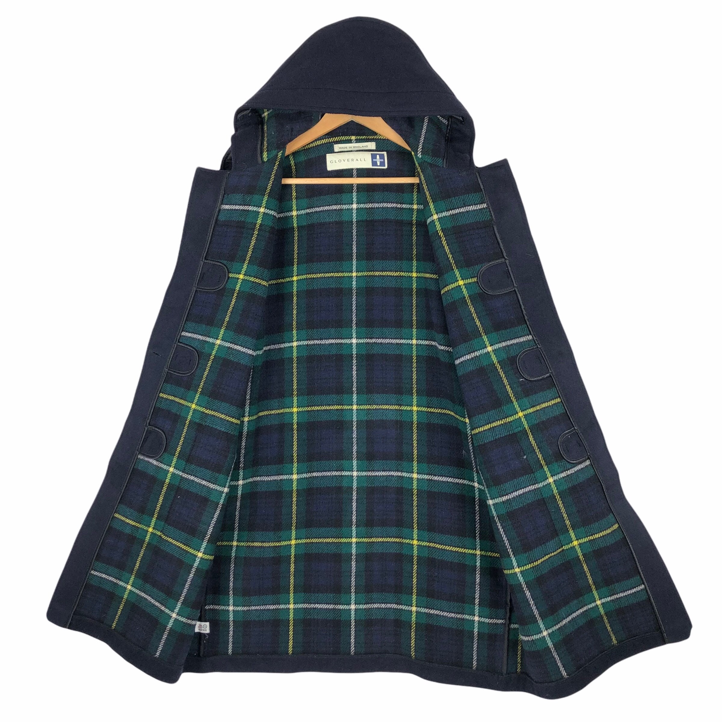 Vintage 90s Gloverall Duffle Coat Tartan Navy Dressgordon Virgin Wool ...