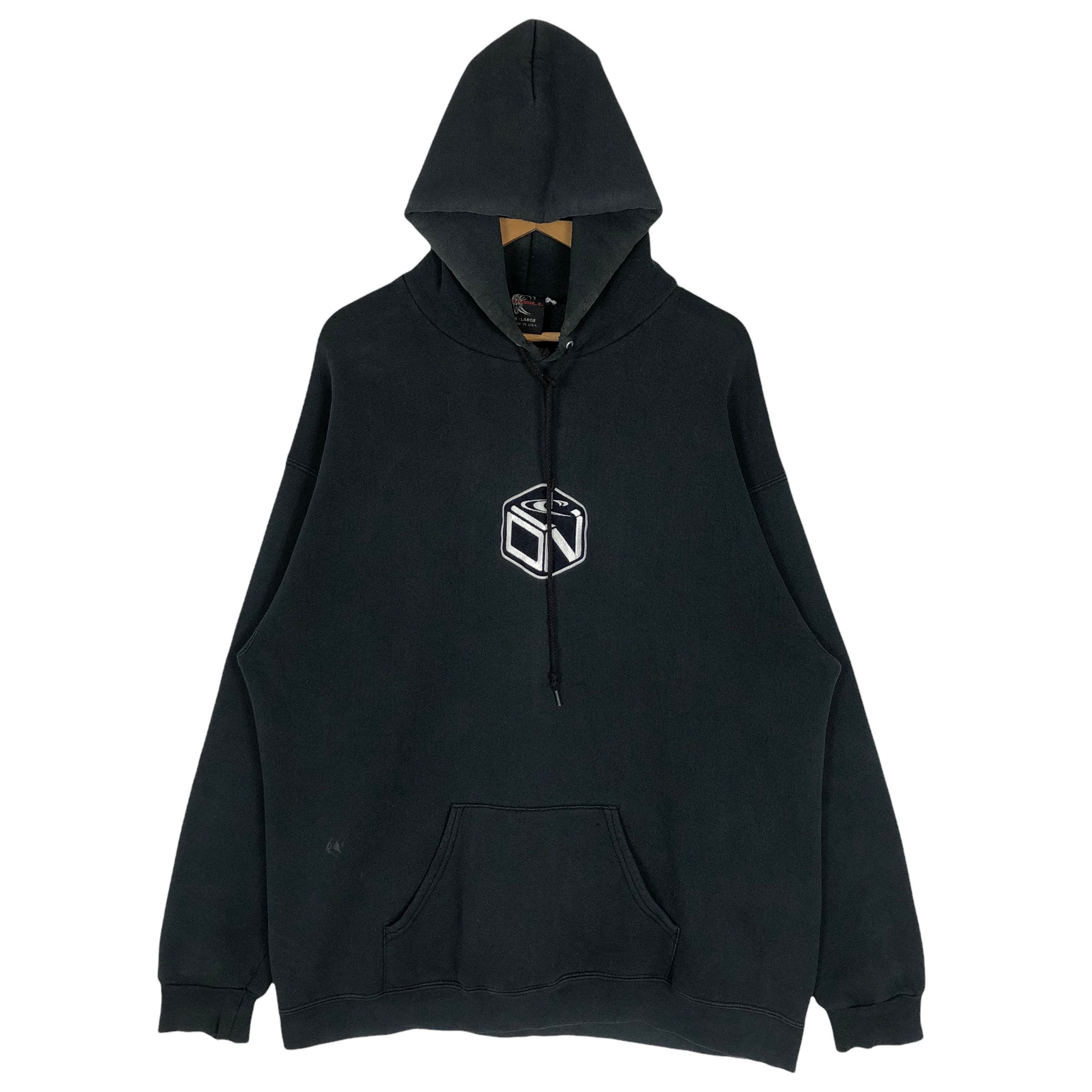 Vintage 90s O'neill Black Hoodie: Embroidered Logo Surf Sweatshirt