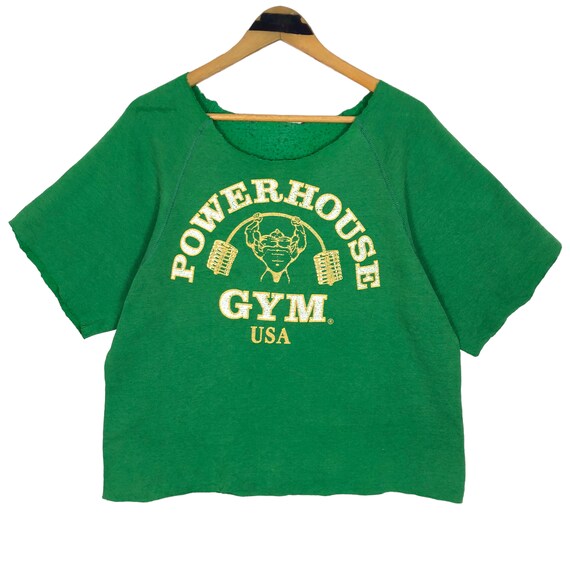 Vintage 90s Powerhouse Gym USA Cropped Sweatshirt Pullover Sweater
