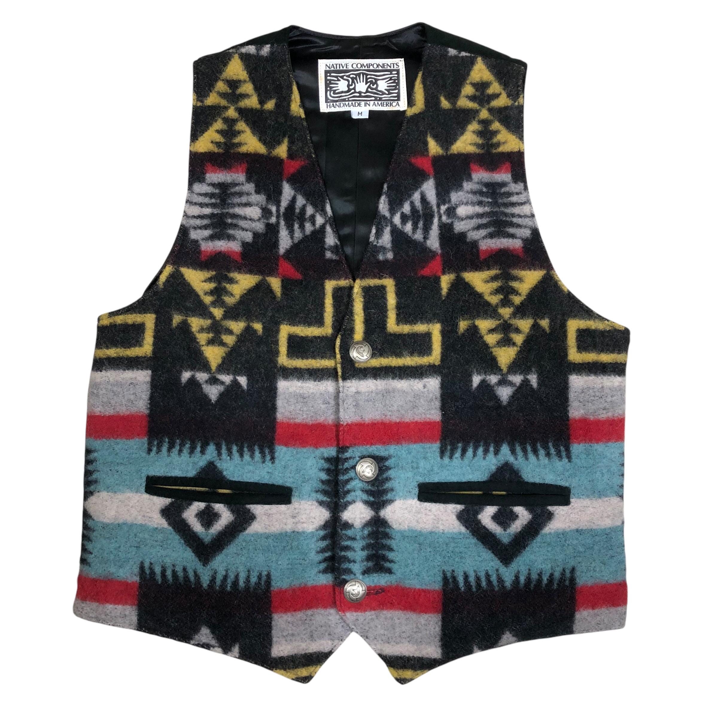 トップス vintage90s A.P.C. sizeS vest wool&cotton Vintage 90s Native Components Vest Handmade Sleeveless Wool