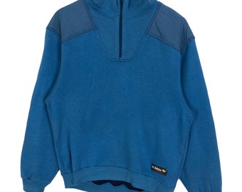 Vintage 90er Jahre Adidas Originals Jaspo Rollkragen Sweatshirt Pullover Pullover Kleines Logo Quarter Zipped Streetwear Sportswear Größe S