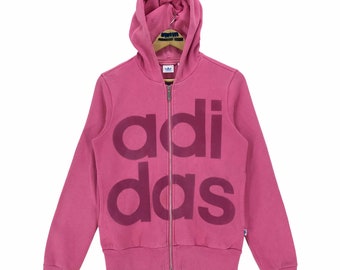 Bluza z kapturem Adidas Original Zip Up Bluza z kapturem Duże logo Wytłoczone logo Nadrukowane naszywki Odzież sportowa Odzież uliczna Rozmiar M