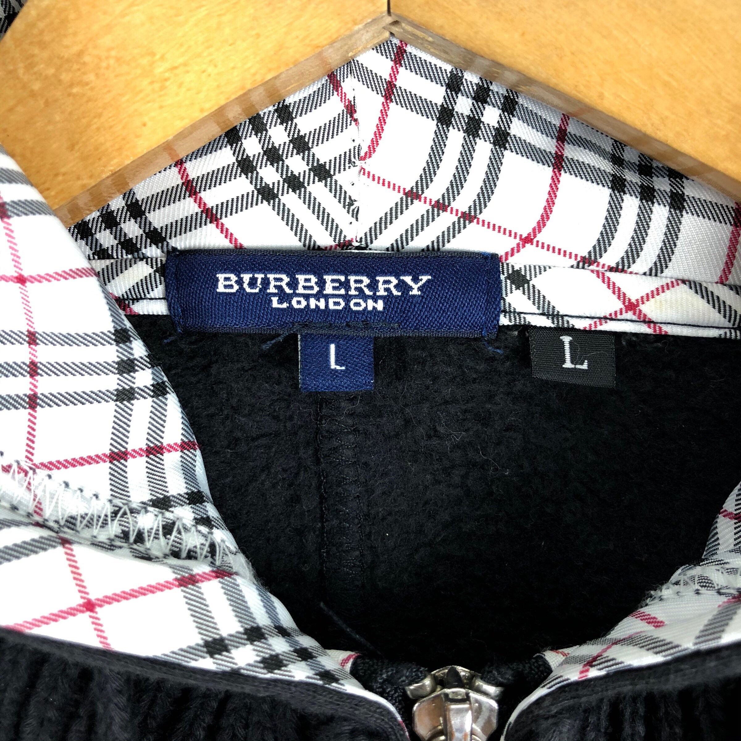 Burberry London sudadera con capucha con cremallera sudadera bordado pequeno logotipo sueter tartan a cuadros disenador streetwear tamano de lujo S Etsy Espana