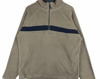 Vintage Helly Hansen fleecetrui: beige sweater met col, maat L