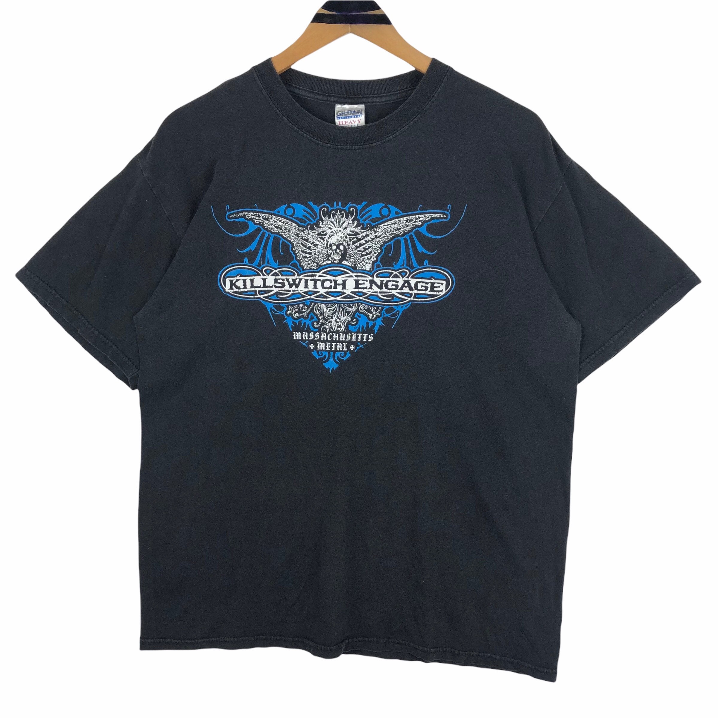 Killswitch Engage Massachusetts Metal 2004 Blue Grape Merchandising Crewneck T-Shirt Band Tees Gildan Big Logo Pullover Streetwear Size SM