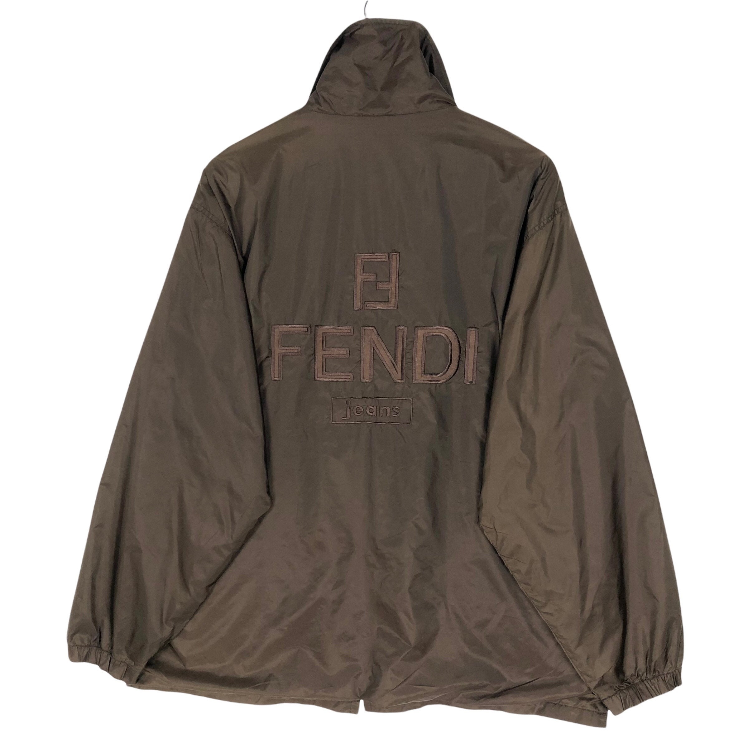 Vintage Fendi Jeans Roma Made in Italy Windbreaker Jacket Big Logo 