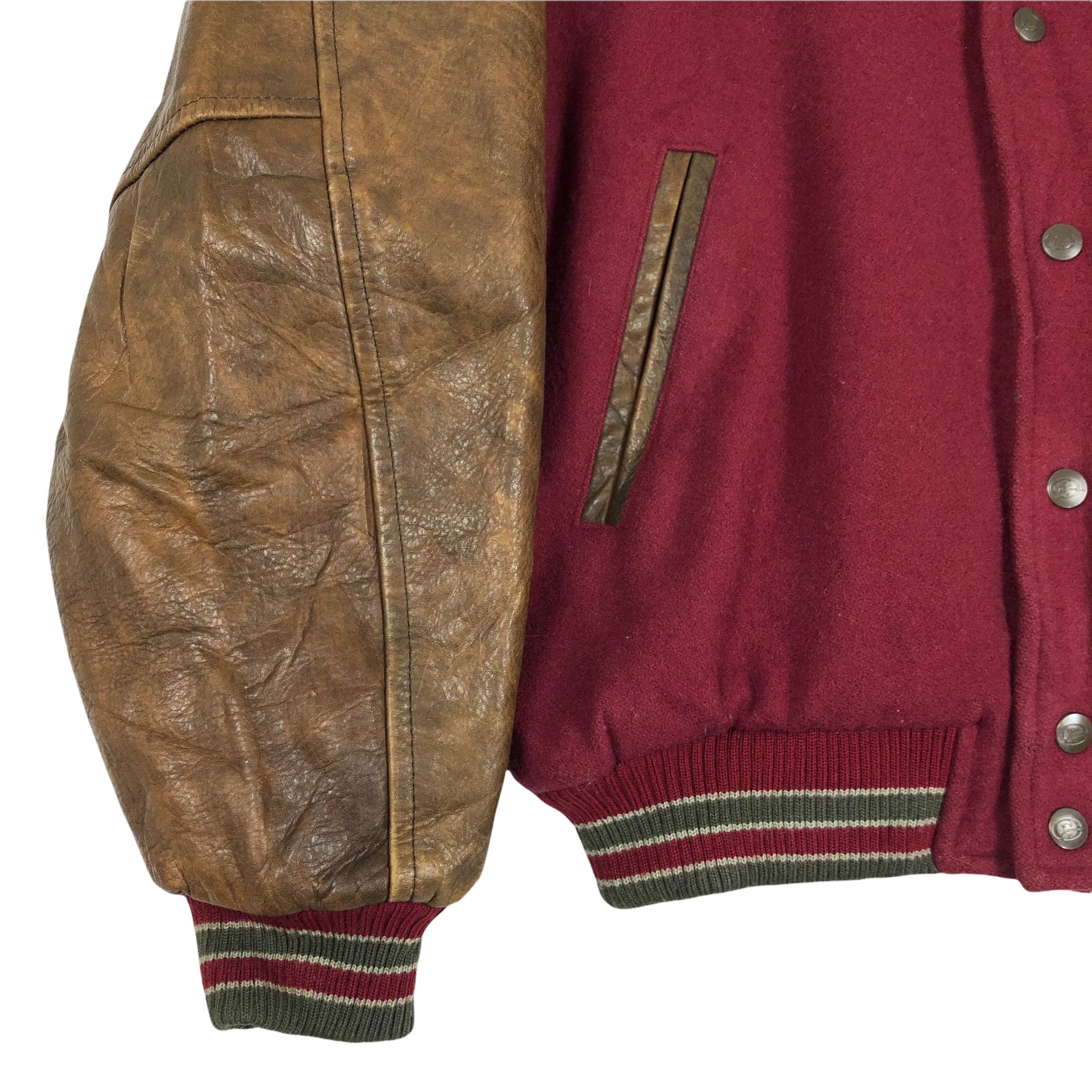 Vintage 90s O'neill Wool Varsity Jacket Leather Sleeves Big Vintage 90s O'neill Wool Varsity Jacket Leather Sleeves Big