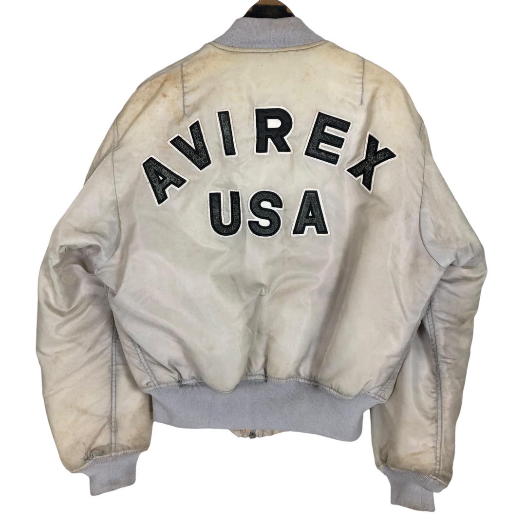 Vintage 90s Avirex USA MA-1 Bomber Jacke: Bestickte