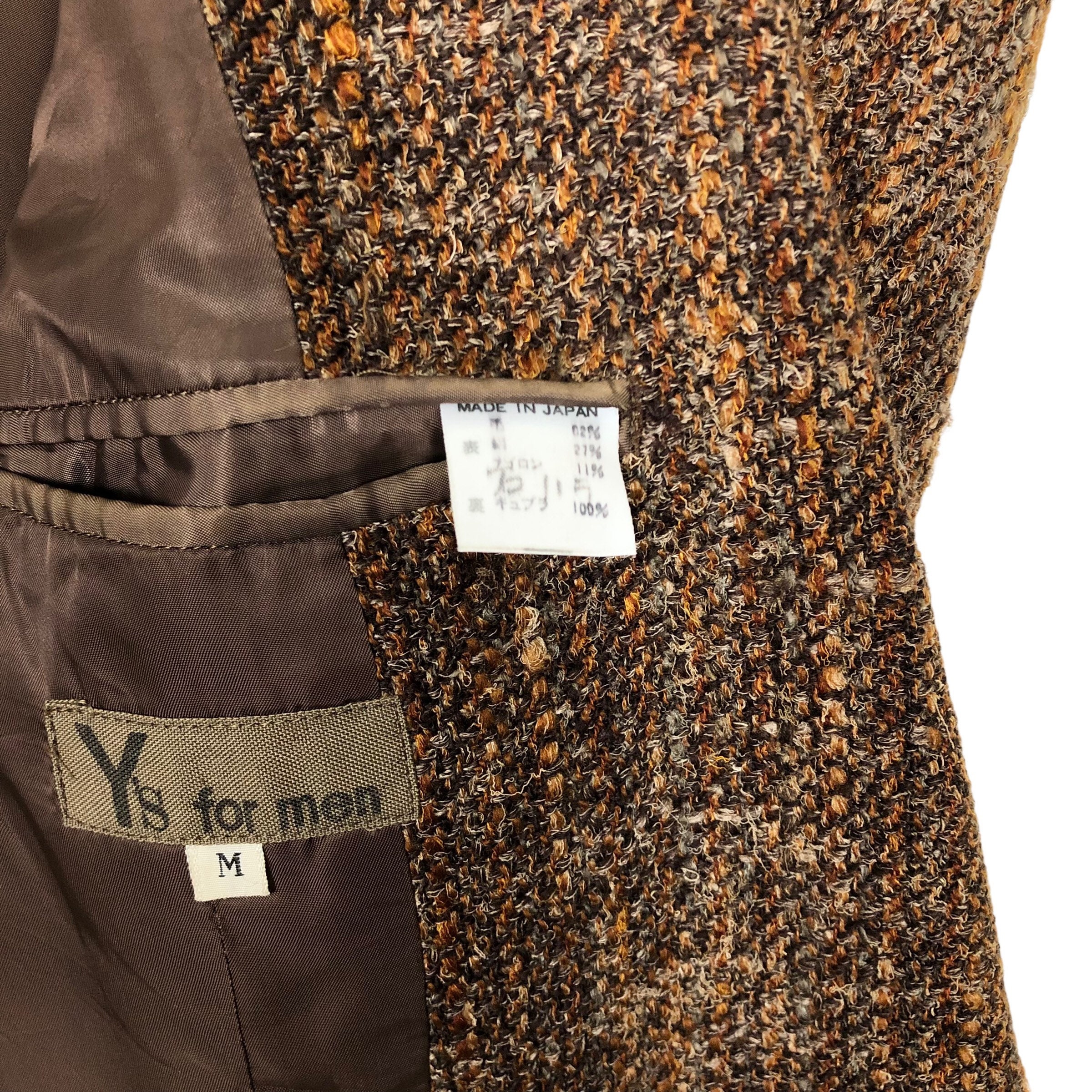 Vintage 80s Archive Y's for Men Yohji Yamamoto Tweed Coat Wool
