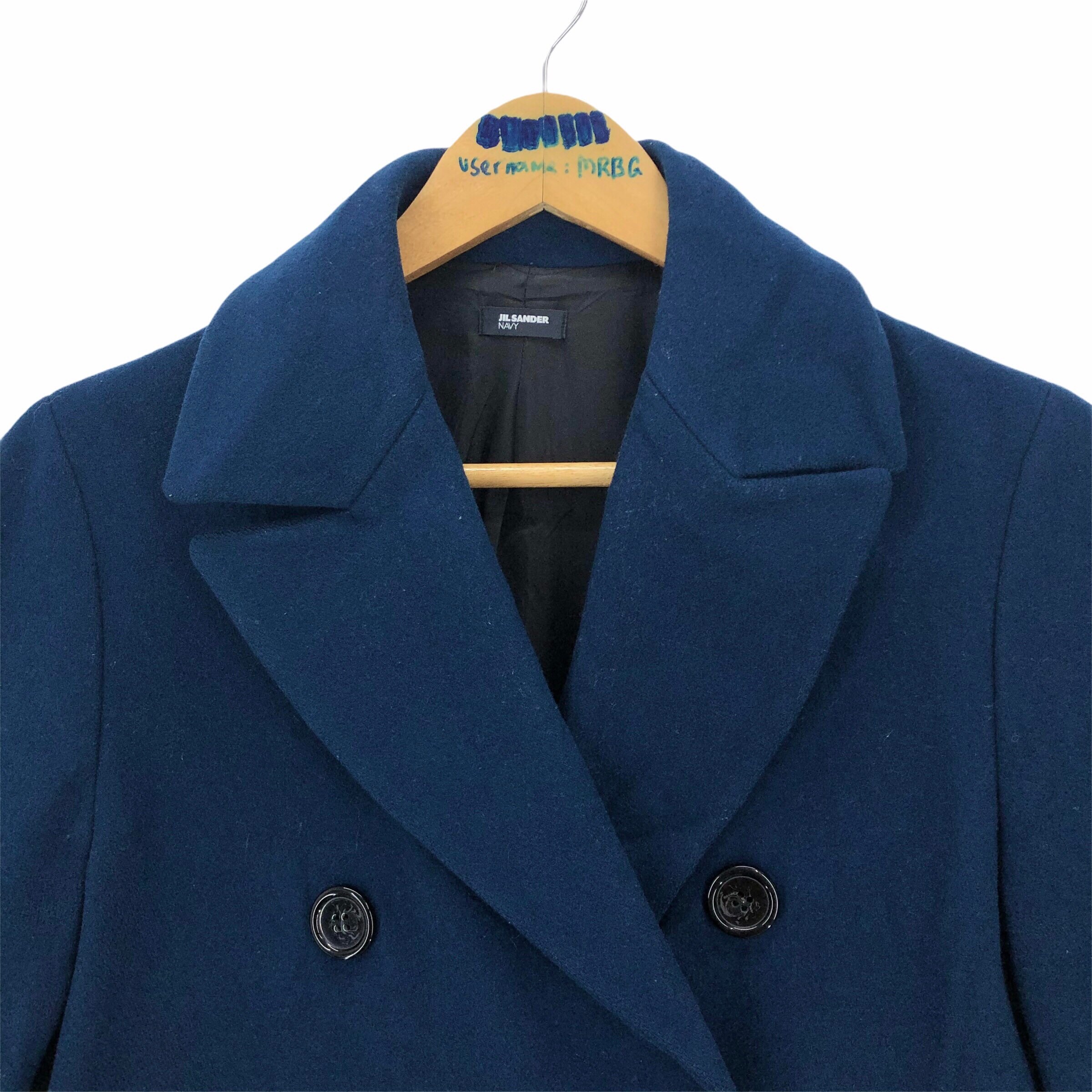 Jil Sander Navy Trench Coat Ready-to-wear Fall Winter 2015 Wool Peacoat ...
