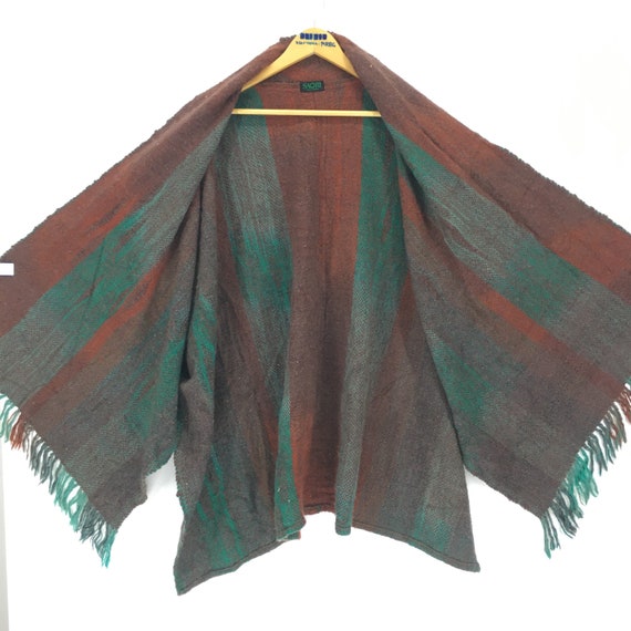 Vintage 90’s Saori Style Poncho Saori Handwoven P… - image 8