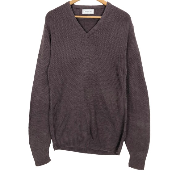 Christian Dior Vネック セーター Vtg CHRISTIAN DIOR Monsieur Camel V-Neck Sweater XL NAVY BLUE | eBay