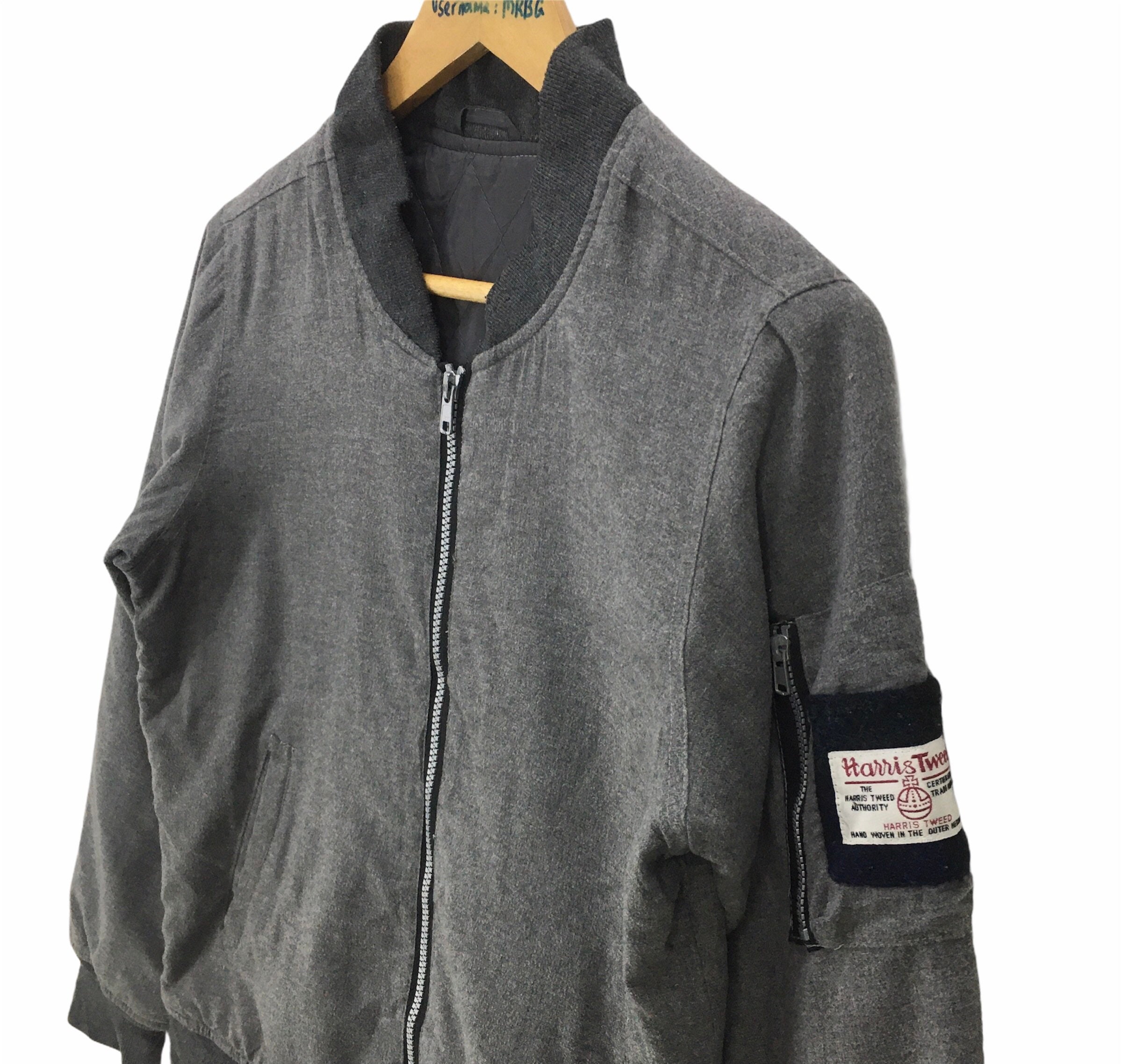 Vintage Harris Tweed Wool Bomber Jacket - Etsy
