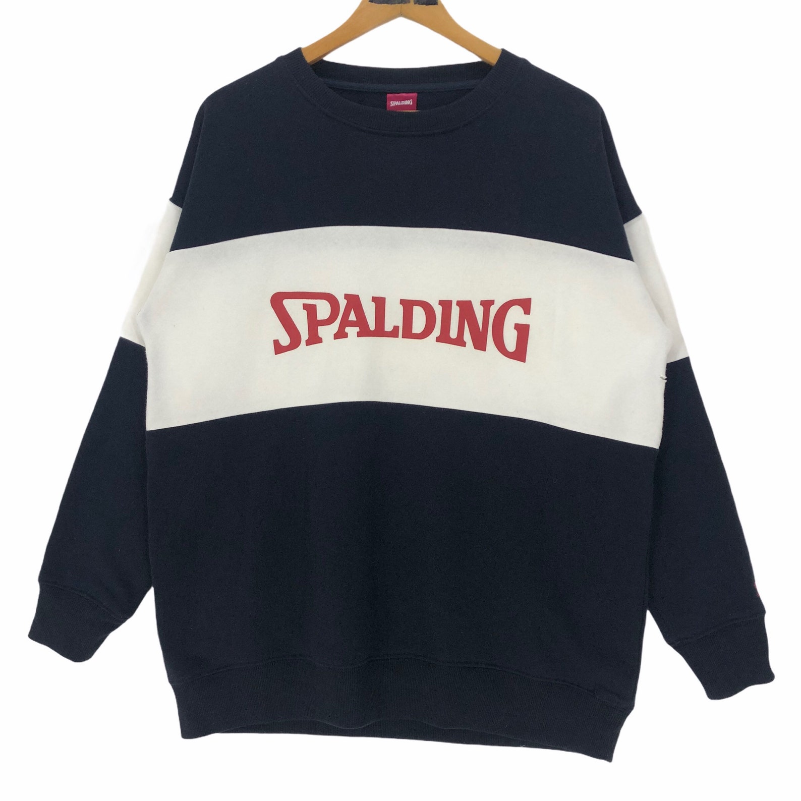 Spalding Crewneck Sweatshirt Pullover Two Tones Big Logo Spell Out ...