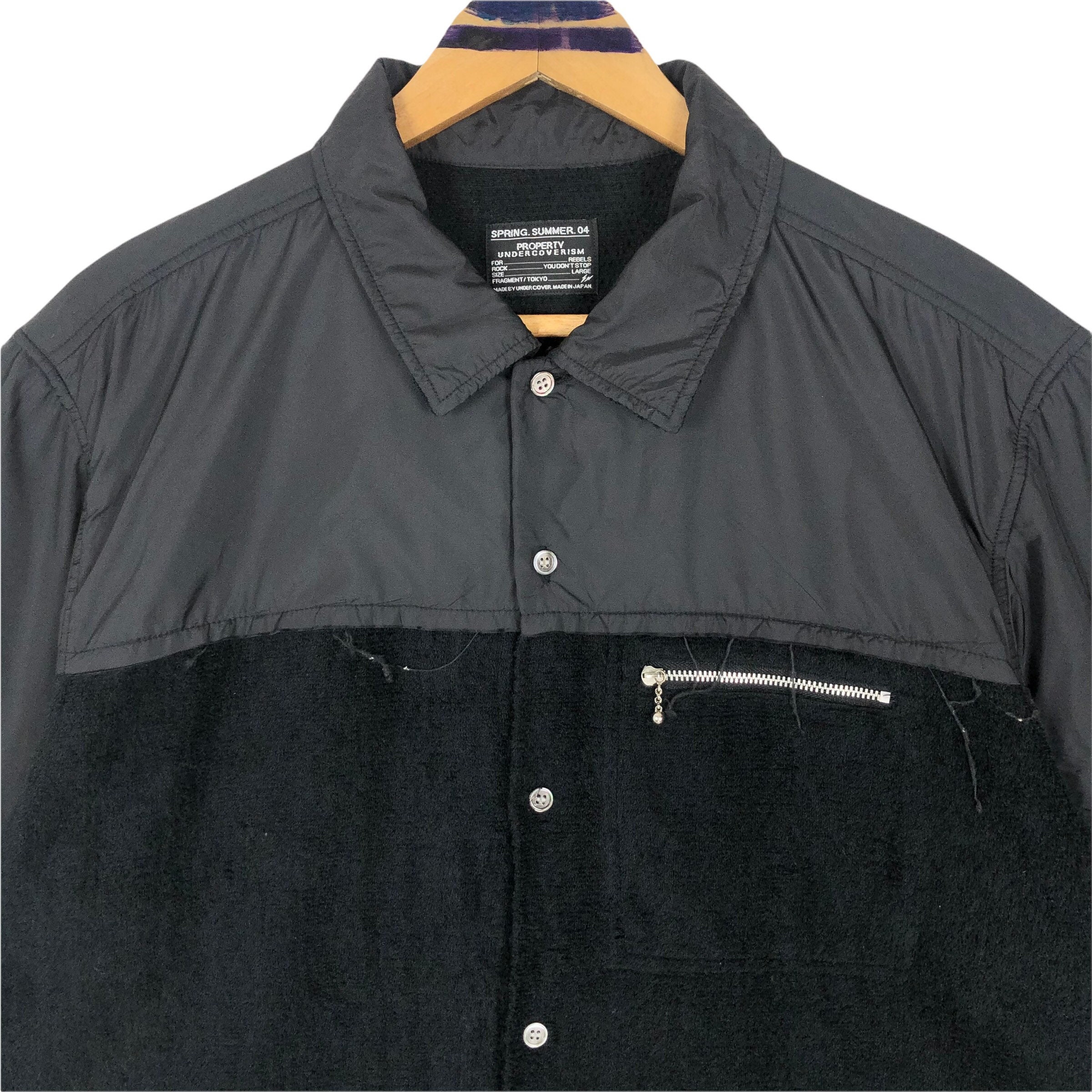 UNDERCOVER 04SS FRAGMENT 切り替えシャツ Undercover X Fragment Design SS04 Short Sleeve Fleece Button up