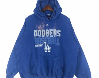 Vintage LA Dodgers MLB Los Angeles Dodgers Baseball Hoodie Pullover  Sweatshirt Big Logo Oversized Streetwear Bleach Effects Size XXL