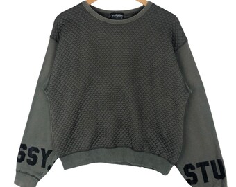 Stussy Tribe Japan Crewneck Quilted Sweatshirt Pullover Iron Stussy Tribe Japan Crewneck Quilted Sweatshirt Pullover Iron