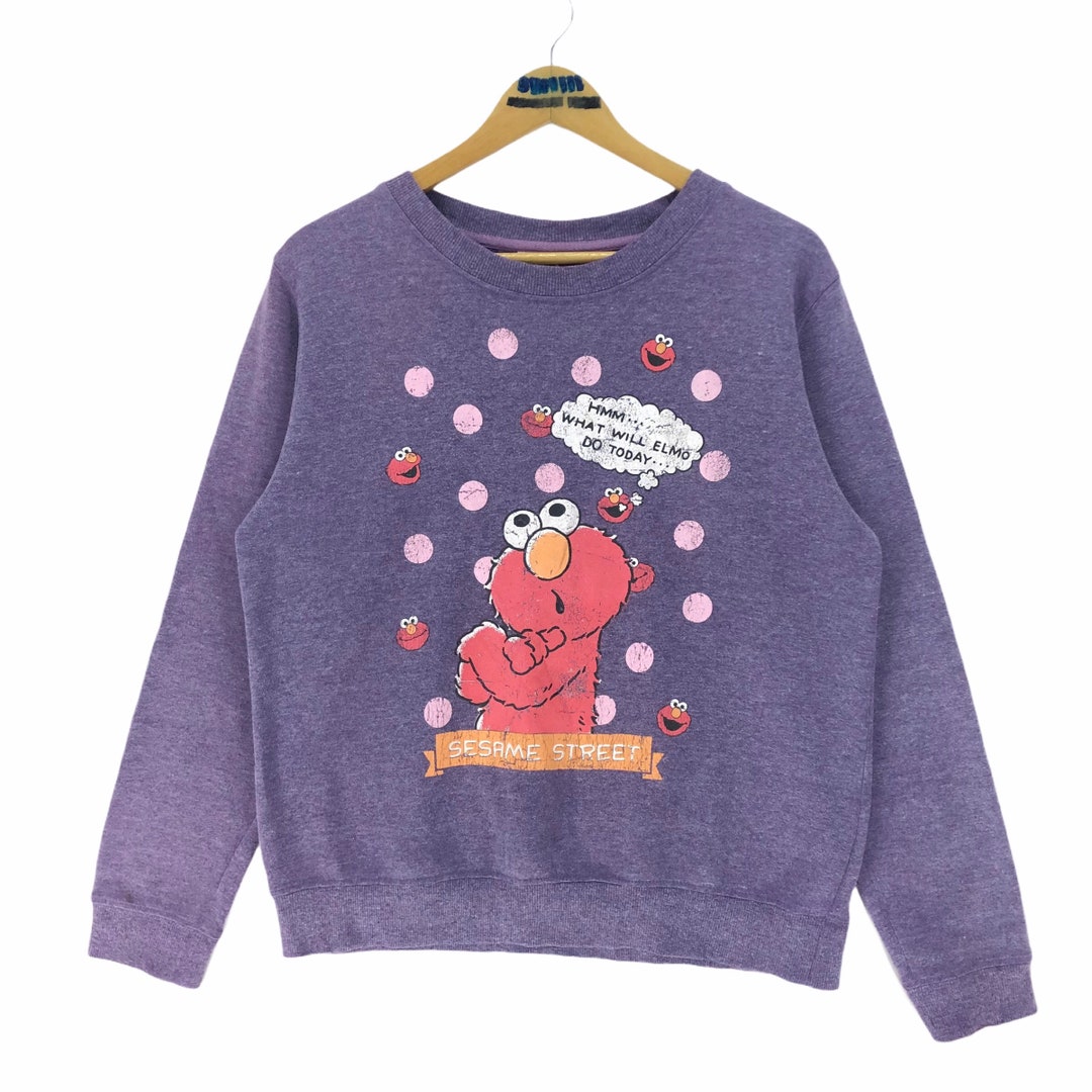 Vintage Sesame Street Elmo Crewneck Pullover Sweatshirt Big Logo ...