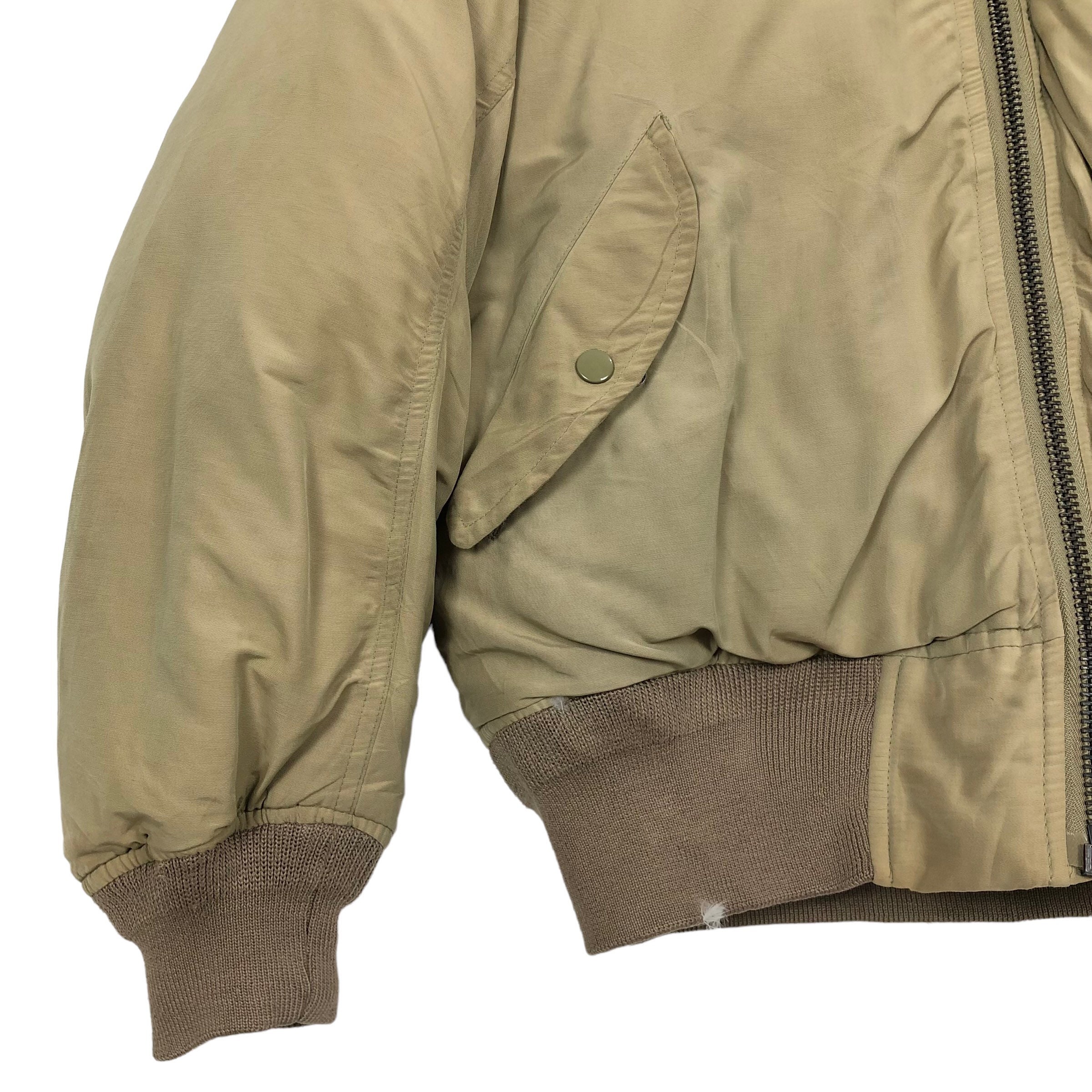 Vintage 90s Polo Ralph Lauren Beige Down Bomber Jacket: Oversized 