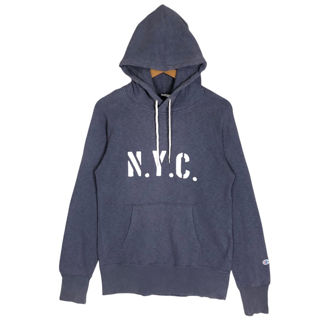 Vintage 50s 90s Champion NYC Hooded Sweater Made in USA Pullover