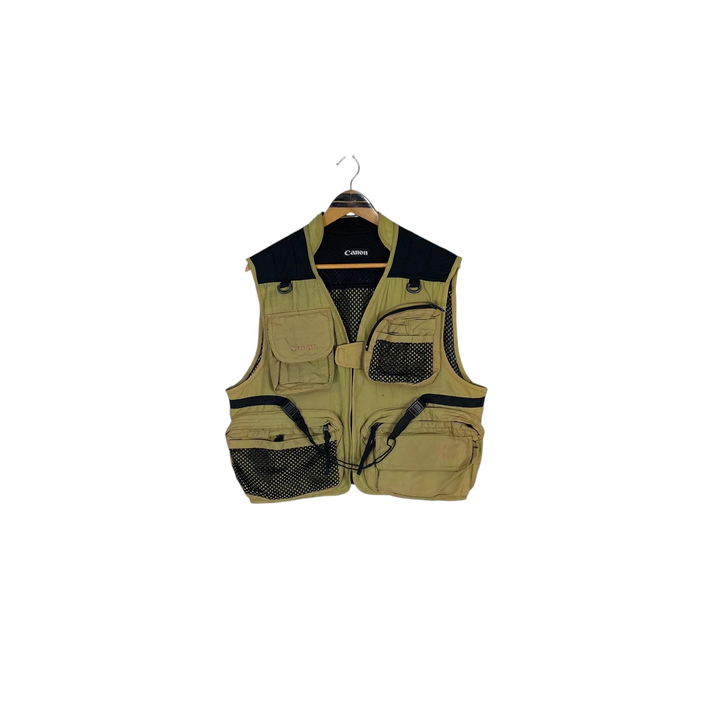 Vintage Canon Photographer Utility Vest Cargo Jacket Sleeveless
