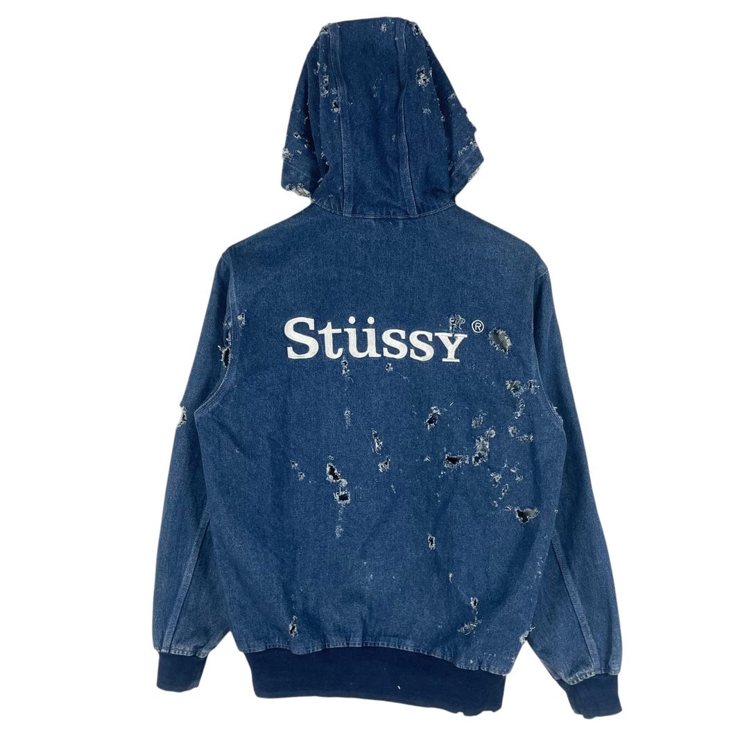 STUSSYデニムジャケットフード Stussy デニムジャケット フード付き 青