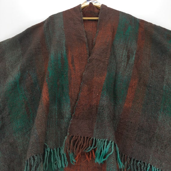 Vintage 90’s Saori Style Poncho Saori Handwoven P… - image 7