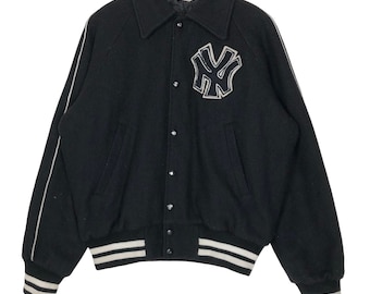 Vintage 90's Majestic MLB NY Yankees Wool Baseball Jacket Snap