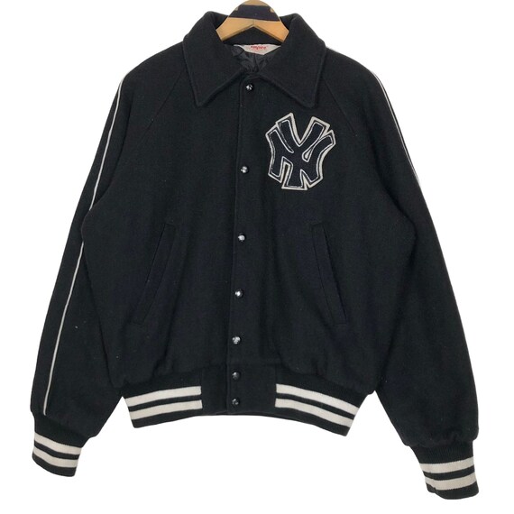 Vintage 80s MLB New York Yankees Wool Varsity Jacket NY Embossed  