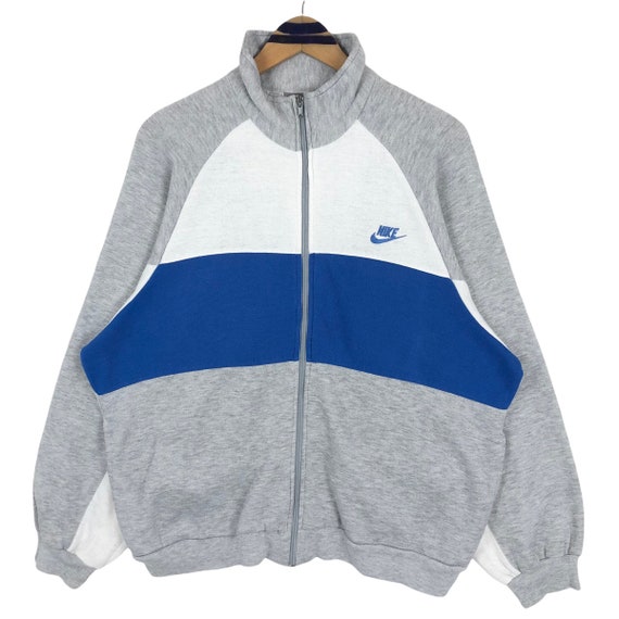Vintage 90er Jahre Nike Swoosh Sweatshirt Tricolor Zip Up Mock Neck Pullover Zauber aus Kleines Logo Stickerei Sportswear Streetwear GroBe L Etsy