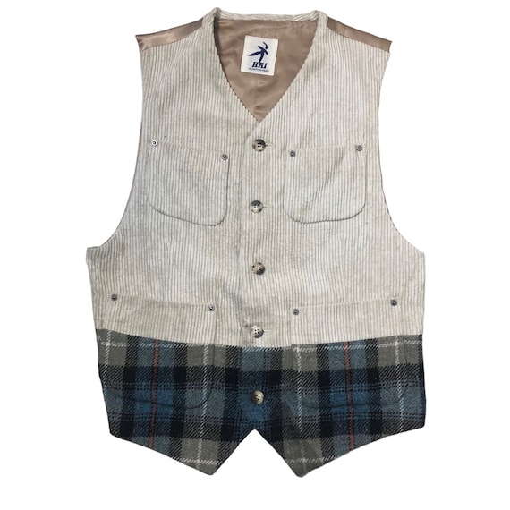 Vintage 90s Hai Sporting Gear Corduroy Patchwork Formal Vest 