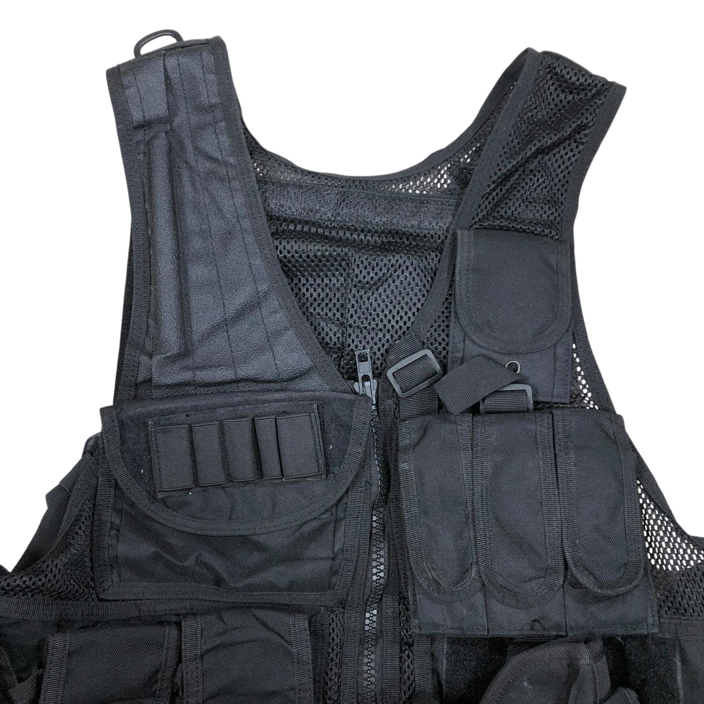 Vintage Black Tactical Vest: Military Grade Multifunction