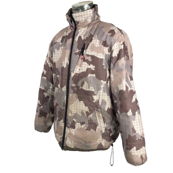 Quiksilver Mock Neck Reversible Puffer Nylon Jacket Camouflage Zip