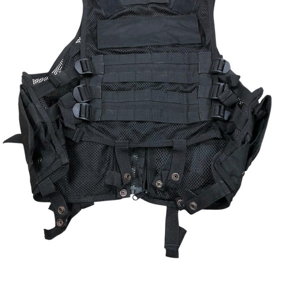 Vintage Black Tactical Vest: Military Grade Multifunction