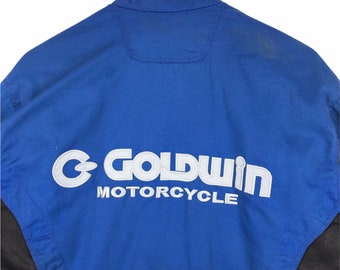 Vintage Goldwin Motorcycle Jacket: Blue Rider Jacket, Big Logo