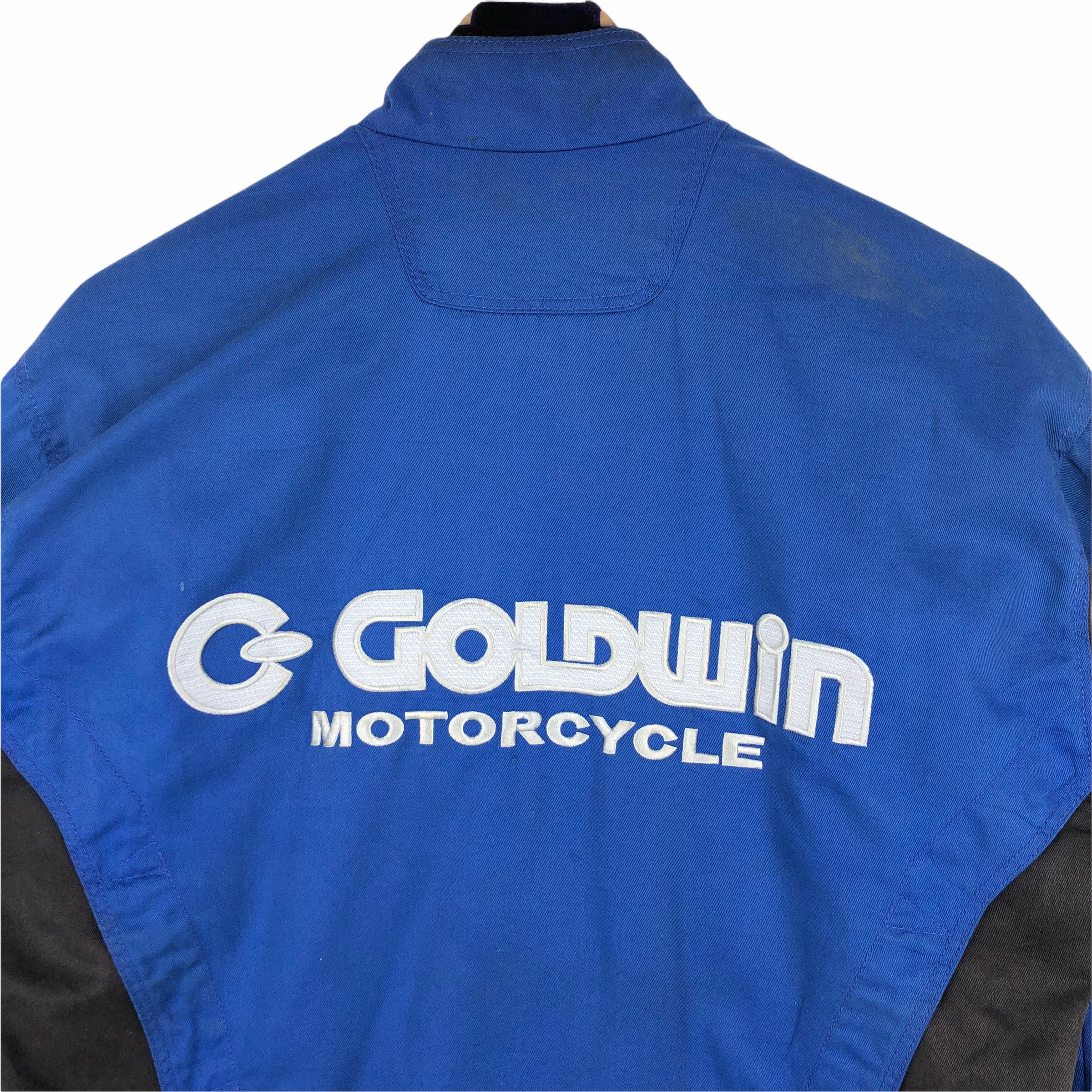 Vintage Goldwin Motorcycle Jacket: Blue Rider Jacket, Big Logo