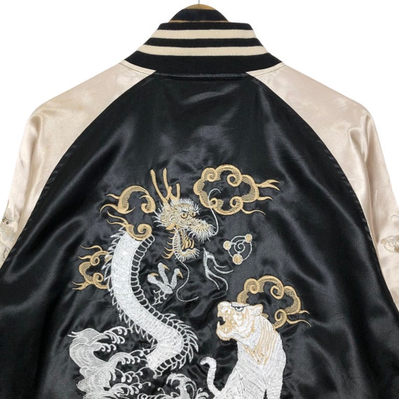 Vintage 90s Sukajan Jacket: Embroidered Dragon & Tige… - Gem