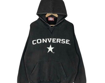 Vintage Converse All Star Chuck Taylor Hoodie Pullover Sweatshirt Big Logo Sweater Streetwear Size XL