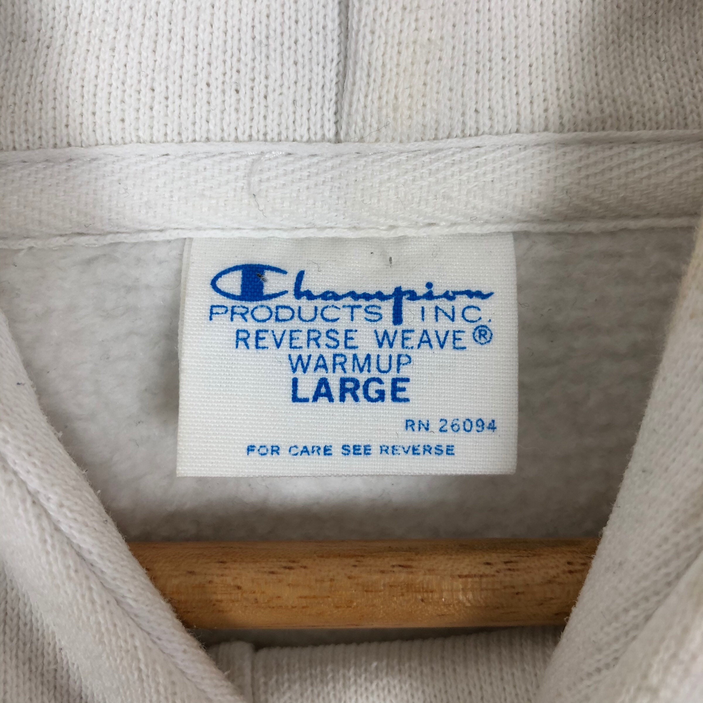 Vintage 90s Champion Reverse Weave Hoodie: Embroidered Logo, White
