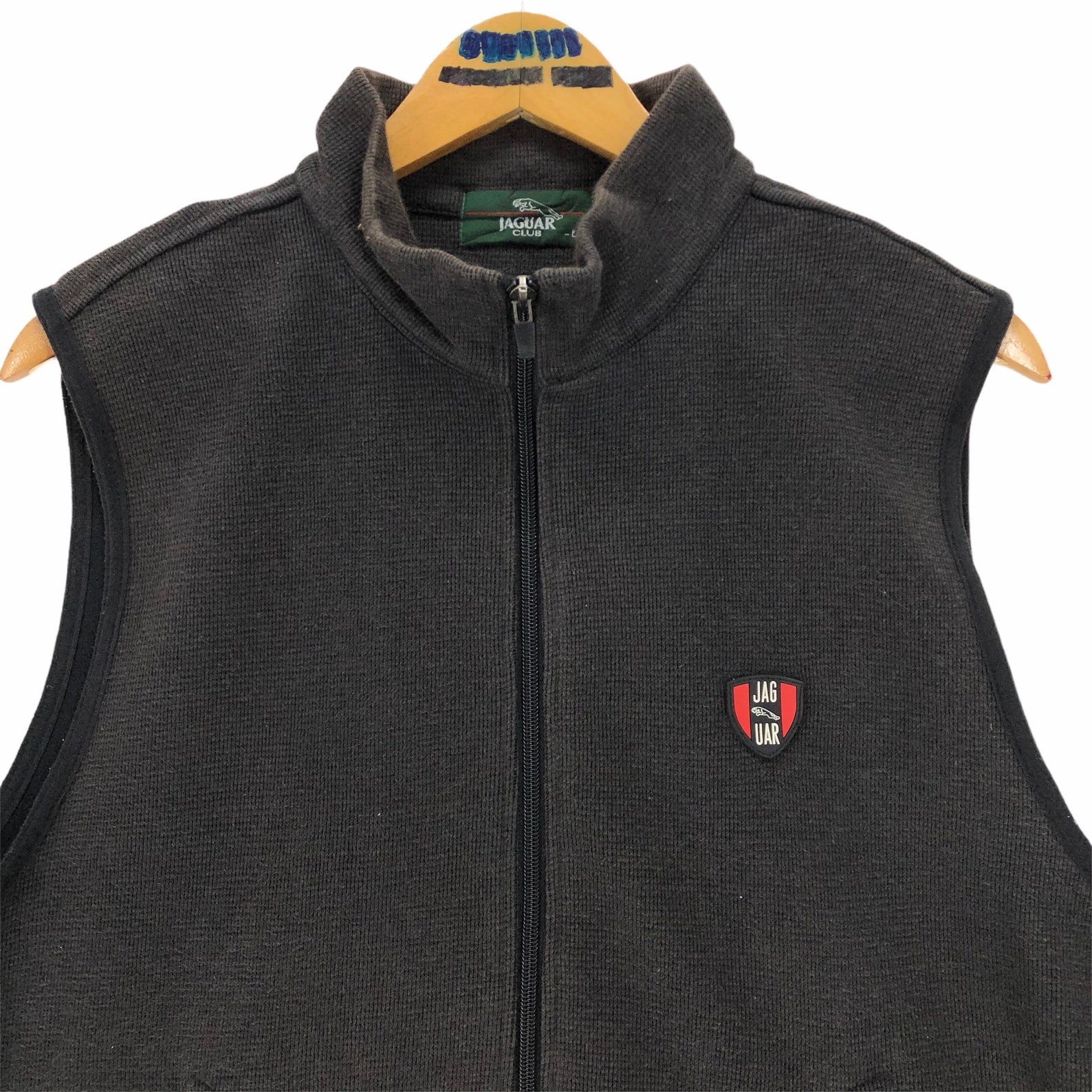 Vintage Jaguar Fleece Vest Zip up Land Rover Sleeveless Size L Etsy