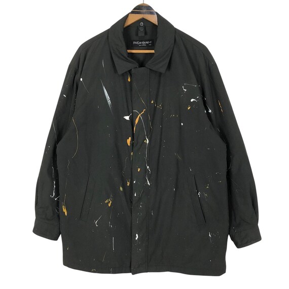 Vintage 00s Yves Saint Laurent Pour Homme Paint Splatter Parka Big