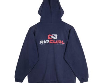 Vintage 90s Rip Curl Hoodie: Big Logo Pullover Sweatshirt, Made in Australia, Size M
