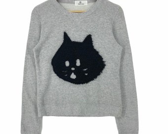 vintage sweat-shirt ras du cou en filet Issey Miyake A-Net pull gros logo broderie en relief marque japonaise designer Ne net taille 2