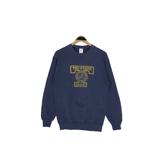 Vintage 80s Tri-state College Crewneck Sweatshirt Pullover