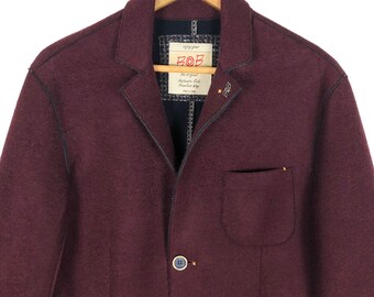 Burgundy Italian Sport Coat: Bob Company Raw Cut Jacket, Size 48