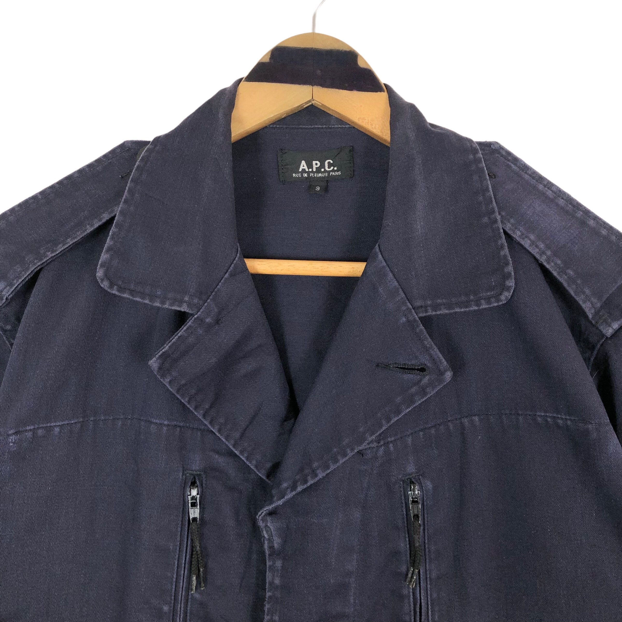 Vintage 90s A.P.C. Navy Cotton Parka Jacket - French Designer