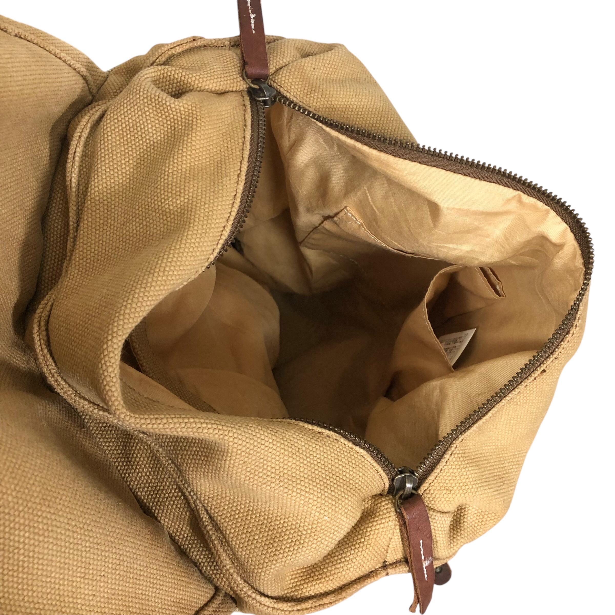 Vintage Avirex Canvas Backpack: Leather Straps, Military Ration