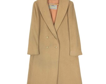 Vintage jaren 90 Aquascutum Of London camelhair autojas wollen trenchcoat single breasted gemaakt in Engeland maat S