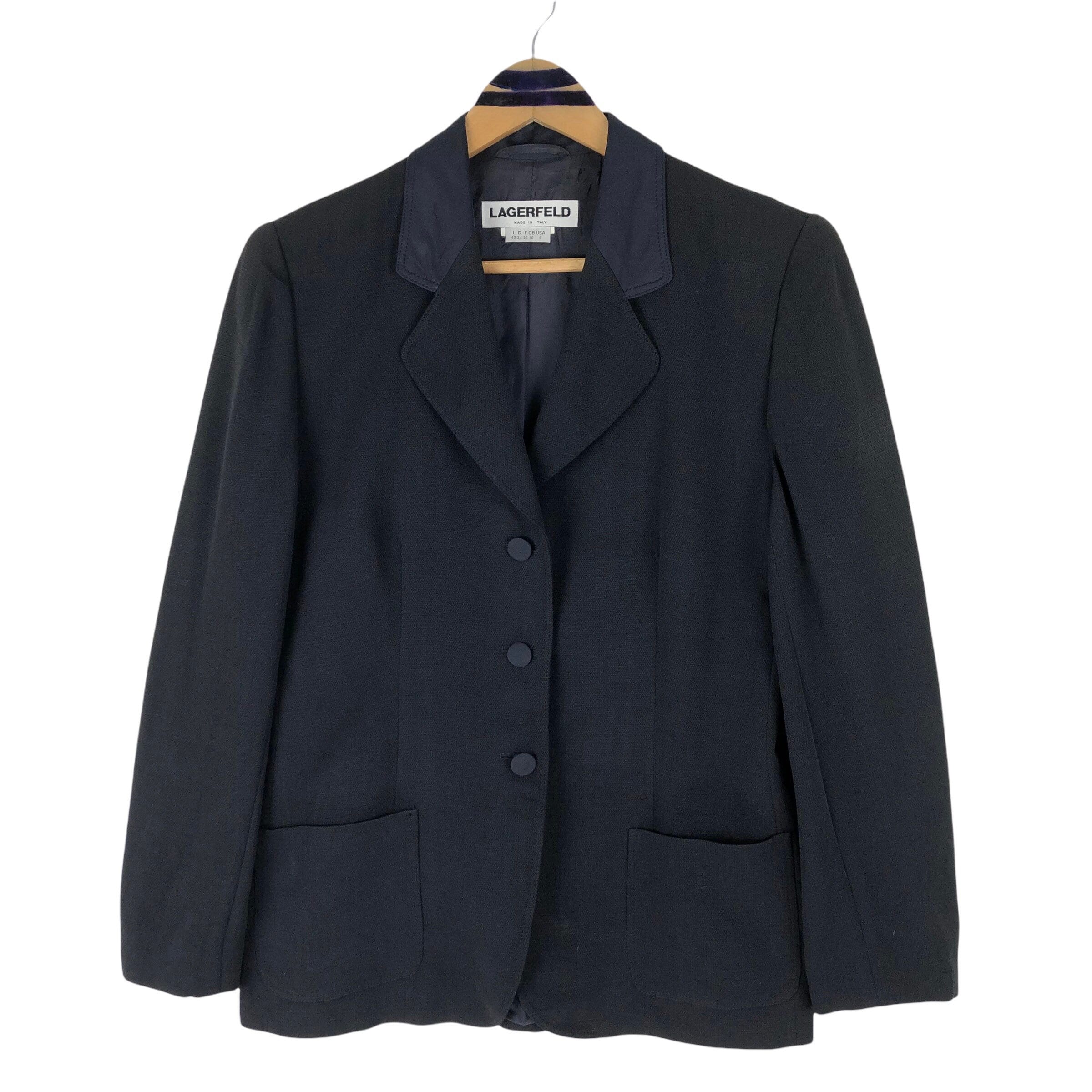Karl Lagerfeld Wool Coat Single Breasted 3 Buttons Notch Lapel Acetate Rayon Light Jacket Blazer Designer Luxury Made In Italy Size 36